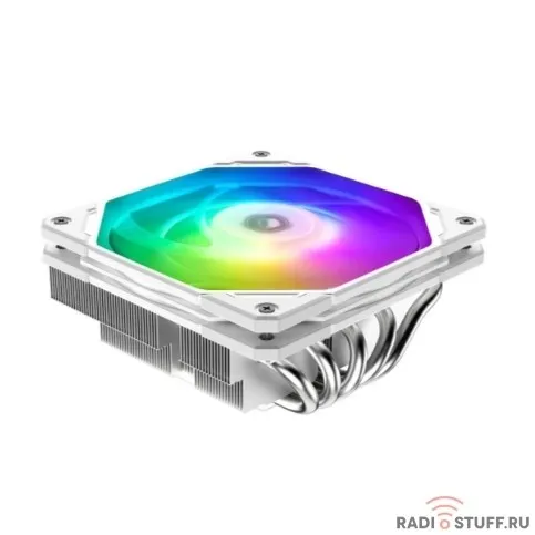 Cooler ID-Cooling IS-55 ARGB WHITE LGA1700/1200/115X/AM5/AM4 низкопрофильный высота 55mm (27шт/кор, TDP 125W, PWM, 5 тепл.трубок + медная база, ARGB FAN 120mm, белый) BOX
