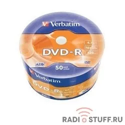 Verbatim  Диски DVD-R Verbatim 16-x 4.7Gb (50 шт)/Shrink/50 Azo (43788)  