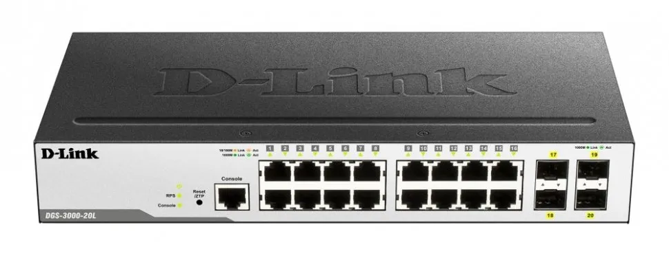 Коммутатор 16PORT 10/100/1000 4SFP DGS-3000-20L/B1A D-LINK