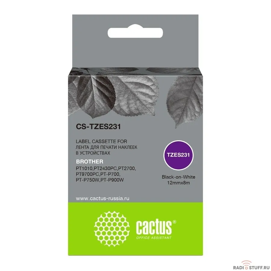 Картридж ленточный Cactus CS-TZES231 черный для Brother 1010/1280/1280VP/2700VP