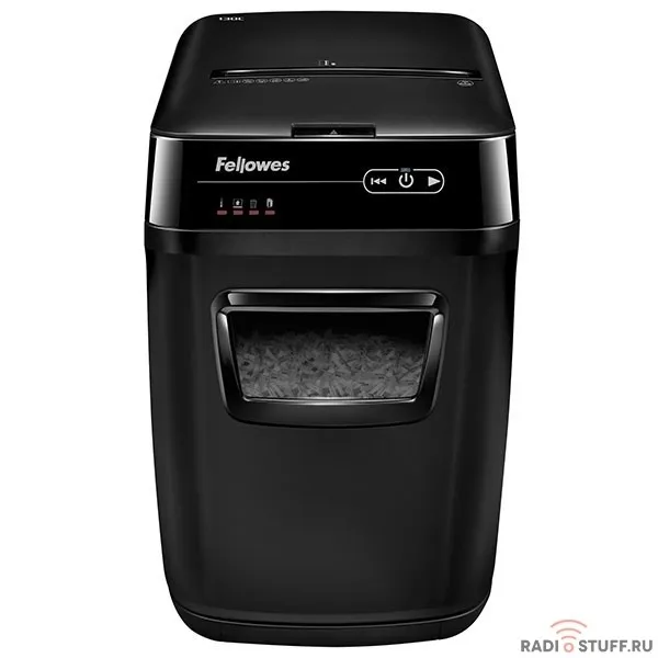 Fellowes Шредер AutoMax 150C FS-46801(01/02)*  {(секр.P-4)/фрагменты 4x38 мм,/150лист./32лтр./Уничт:скрепки, скобы, пл.карты,CD диски}