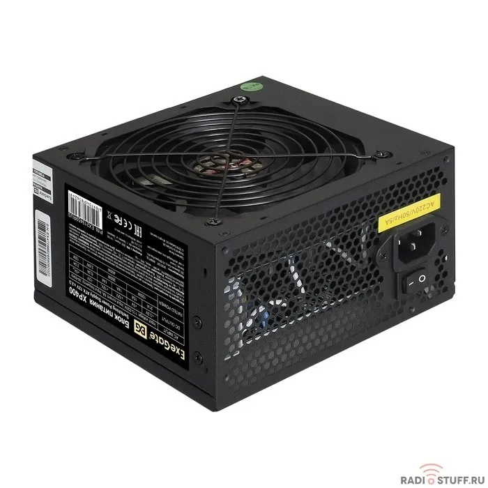 Exegate EX219459RUS-PC Блок питания 400W ExeGate XP400 (ATX, PC, 12cm fan, 24pin, 4pin, 3xSATA, 2xIDE, black, кабель 220V в комплекте)