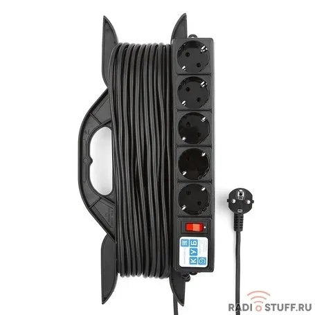 PowerCube Удлинитель на рамке (PC-LG5-R-10) 16А/3,5 кВт, 5р с/з, с вык. 10м, 1,00 мм2