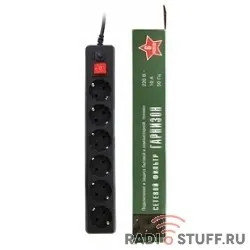 Gembird Сетевой фильтр Гарнизон EHB-10 3.0м 6 розеток черный