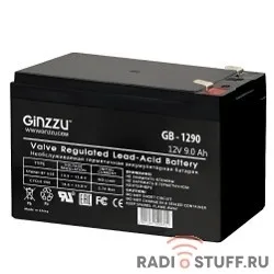 Ginzzu Батарея GB-1290 (RTL) свинцово-кислотный, необслуживаемый, технология AGM, 12В / 9Ач,  клемма 5/7мм