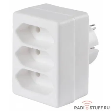 BURO Сетевой разветвитель 3 розетки (BU-PS3F-W), белый (пакет ПЭ) {352750}