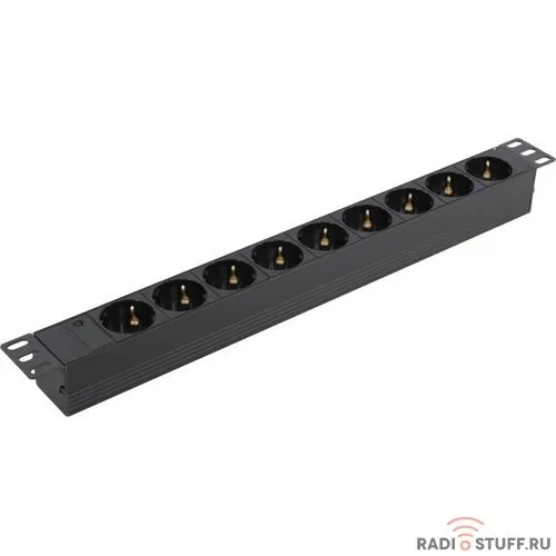 Exegate EX280847RUS Блок розеток ExeGate ServerPro PDU-19H901 Al-9S-C14, 19",1U,алюм, 9Schuko, С14