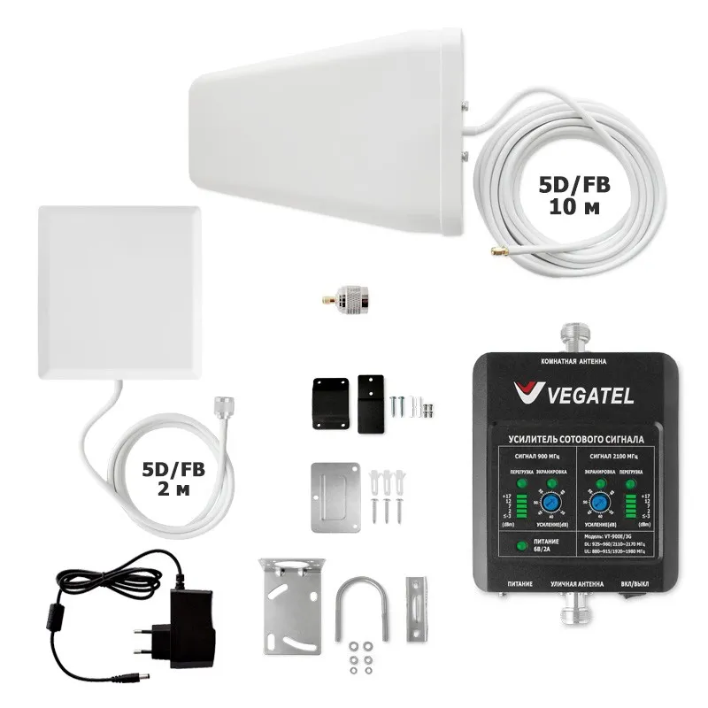 VEGATEL VT-900E/3G-kit (дом, LED) усилитель сотовой связи и 3G интернета для дома