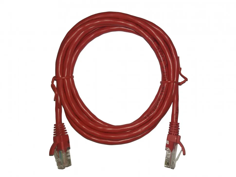 Патч-корд Technolink UTP4 cat 5e, 2,0м, ВС, LSZH, красный, литой коннектор