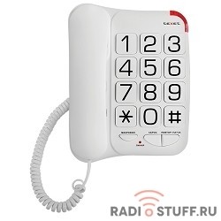 TEXET TX-201 белый { проводной, повторный набор номера, кнопка выключения микрофона, регулятор громкости звонка, белый}