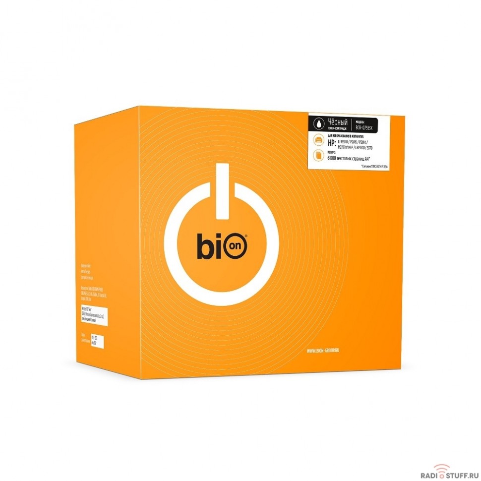 Bion BCR-Q7553X Картридж для HP LaserJet P2015/P2014/P2014n/P2015n/P2015d/P2015x/P2015dn/M2727nf/M2727nfs (6000  стр.), Черный