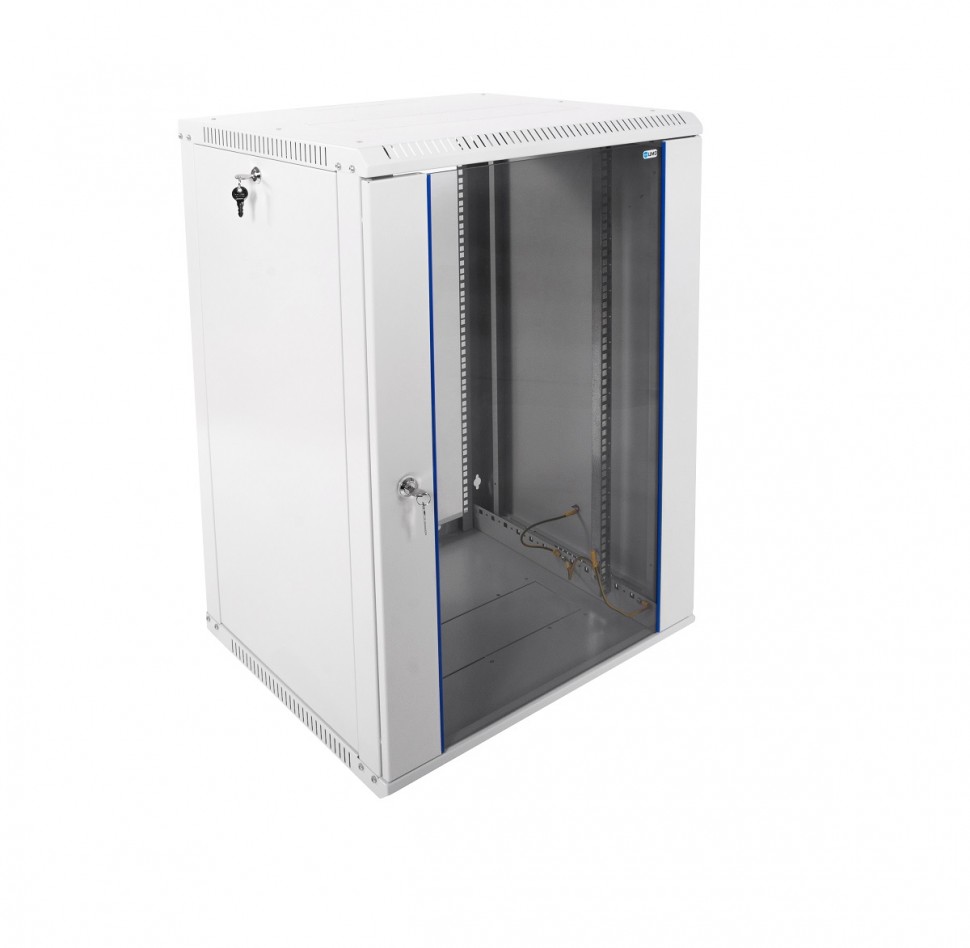 Шкаф телекоммуникационный настенный разборный ЭКОНОМ, 18U, (600x520мм), дверь стекло, черный, ЦМО