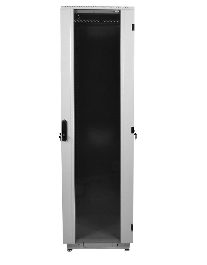 Шкаф телекоммуникационный напольный, 42U, (600x800мм), дверь стекло, чёрный, ЦМО