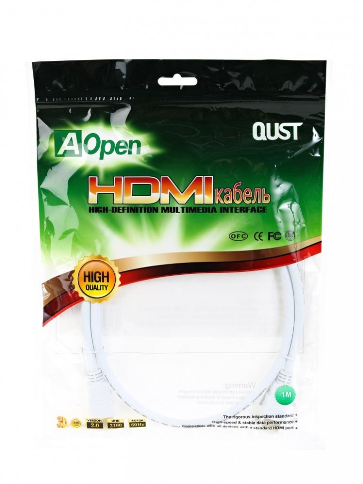 Кабель HDMI-HDMI 1M V2.0 ACG711W-1M AOPEN