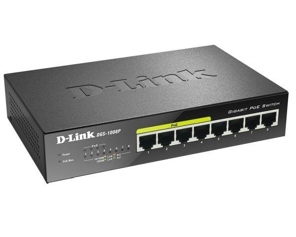 Коммутатор 8PORT 10/100/1000 DGS-1008P/E1A D-LINK